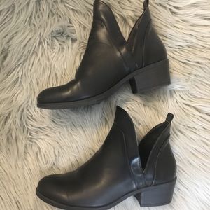 Black cutout ankle booties